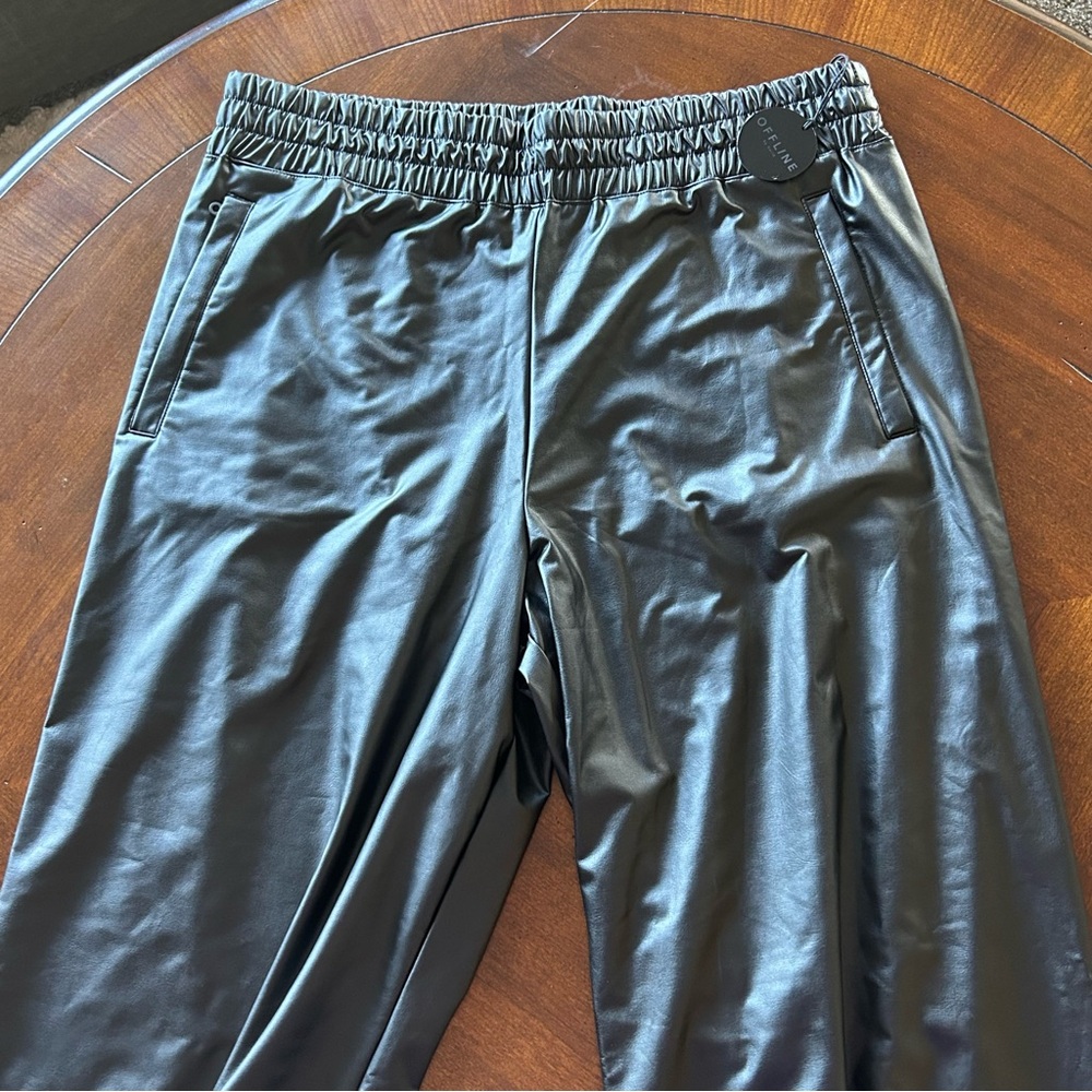 Aerie Offline Real luxe leather Wide leg Pants